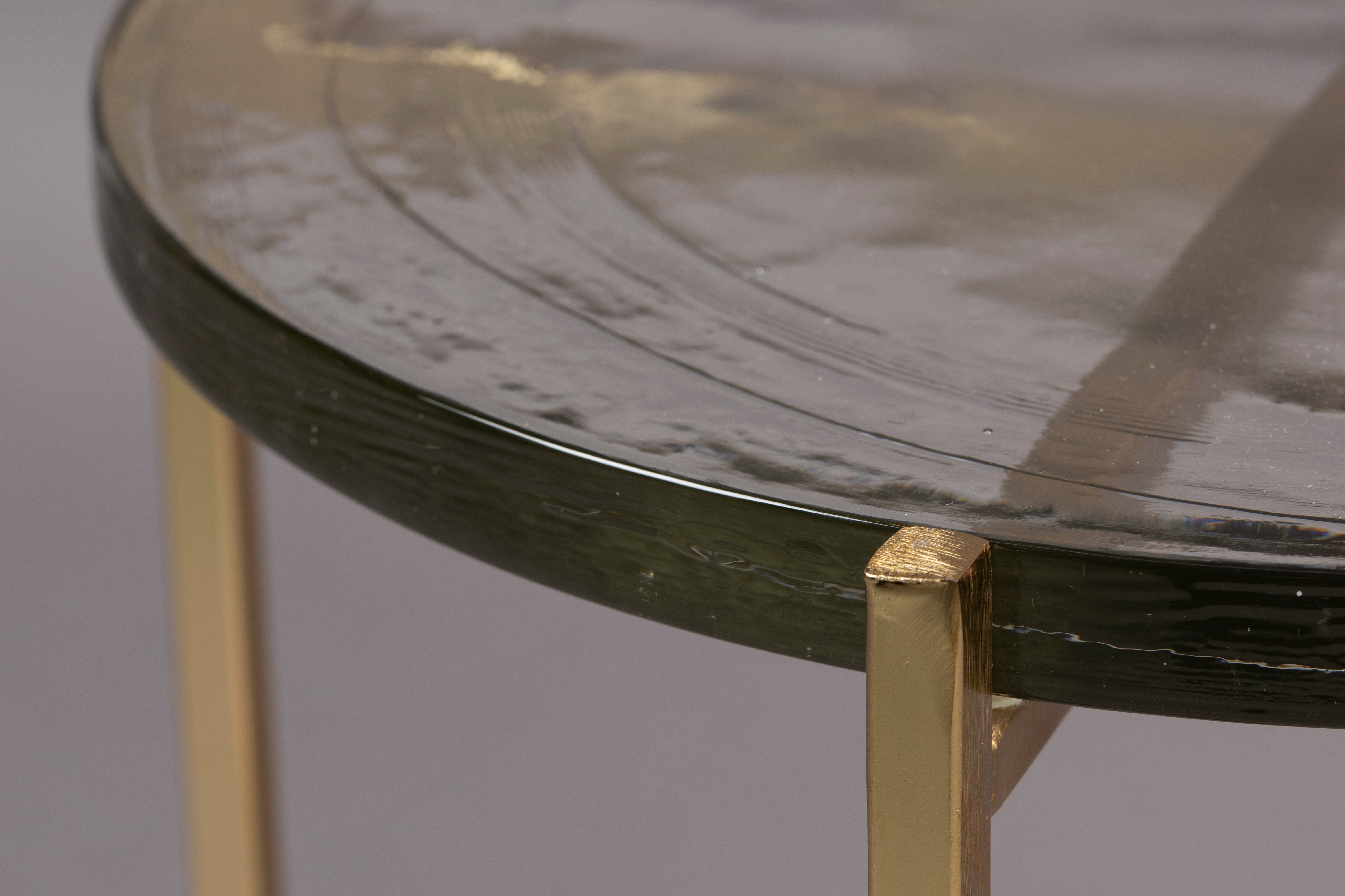 Dutchbone Vidrio Brass & Glass Round Side Table